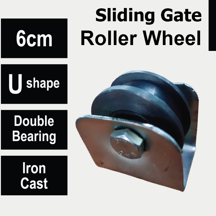 Roda Pintu Pagar Gerbang Besi Cor Rel V Siku 6cm