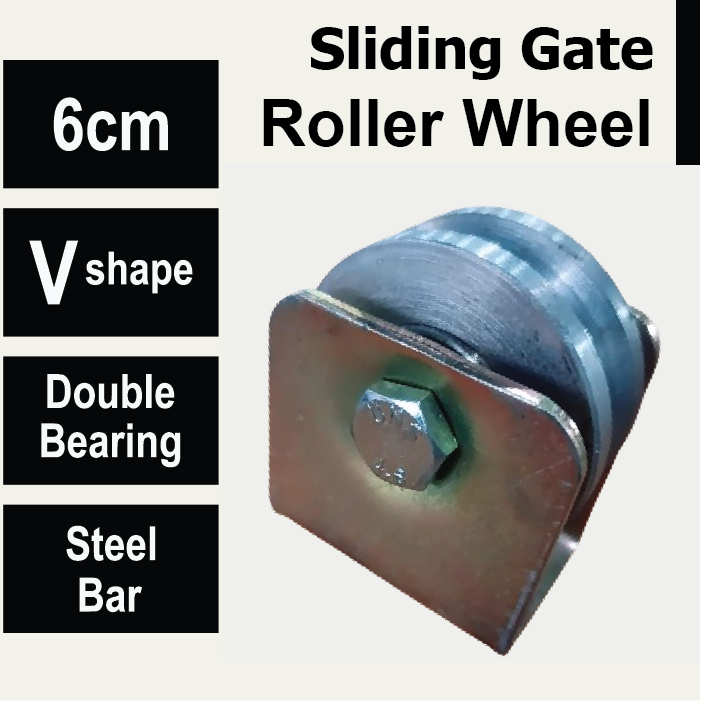Roda Pintu Pagar Gerbang Besi As Rel V Siku 6cm