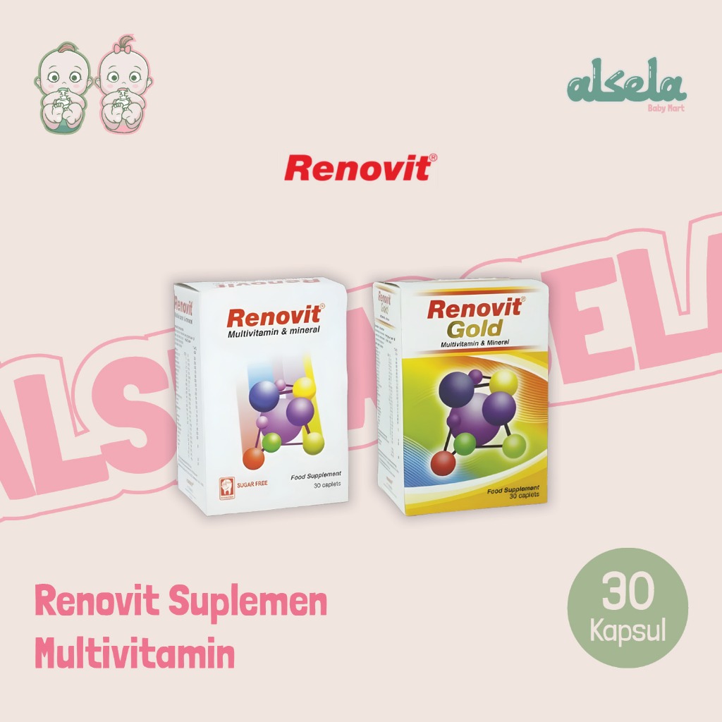 Renovit 30 Kaplet Gold Suplemen Multivitamin & Mineral Lengkap untuk Dewasa & Lansia Jaga Daya Tahan