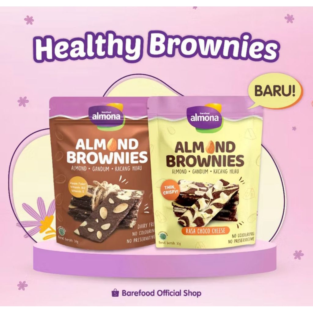 

Almona Almond Brownies - Snack Sehat - No Preservative - No Coloring