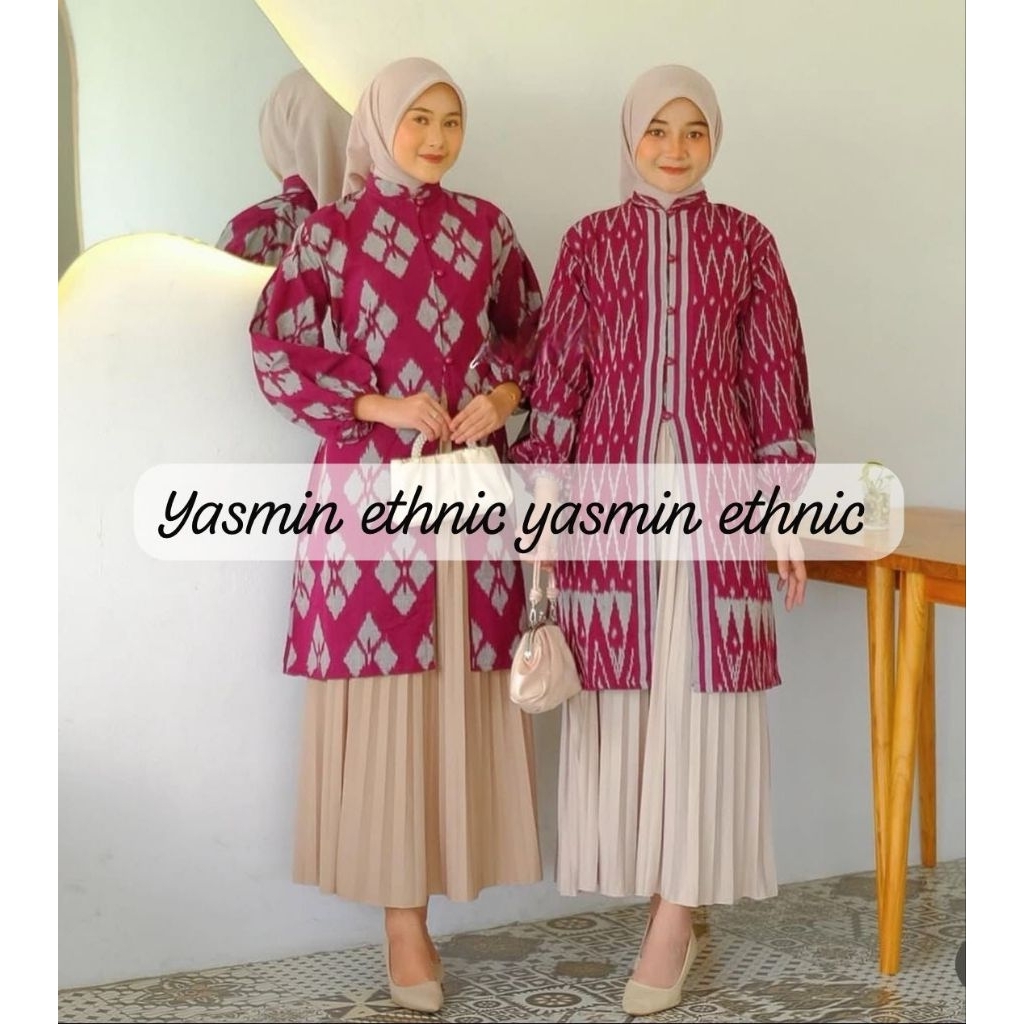 TUNIK CESILA TENUN ETNIK - ATASAN BATIK TENUN WANITA MODERN