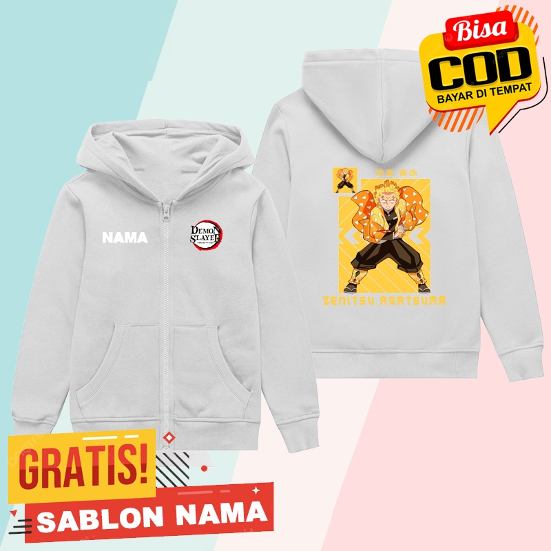 Zipper Anak Demon Slayer Zenitsu Agatsuma / Jaket Anak Laki Laki & Perempuan  Demon Slayer Zenitsu A