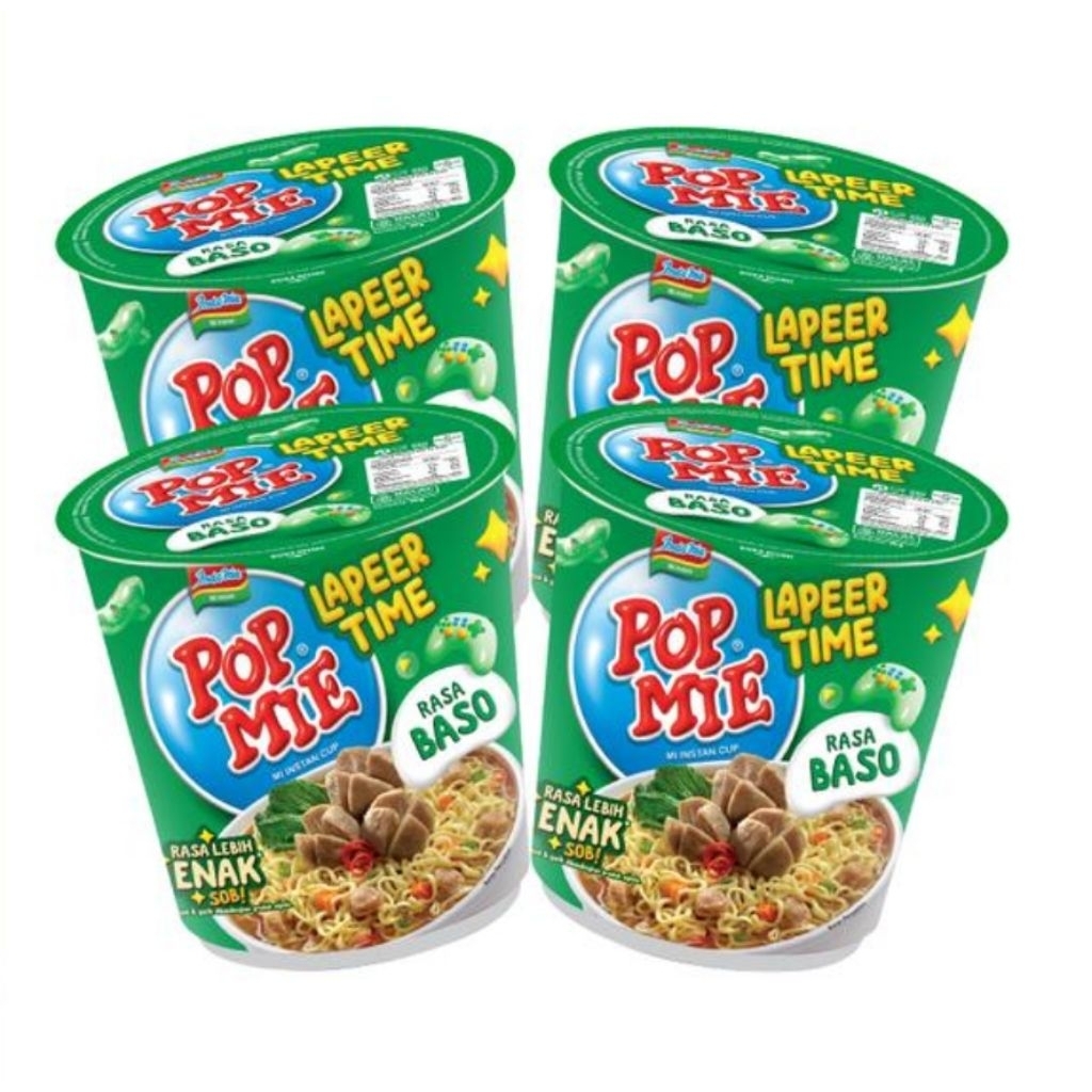 

Paket 4 Pcs - Pop Mie Lapeer Time Mi Instan Cup Rasa Baso 75 Gram