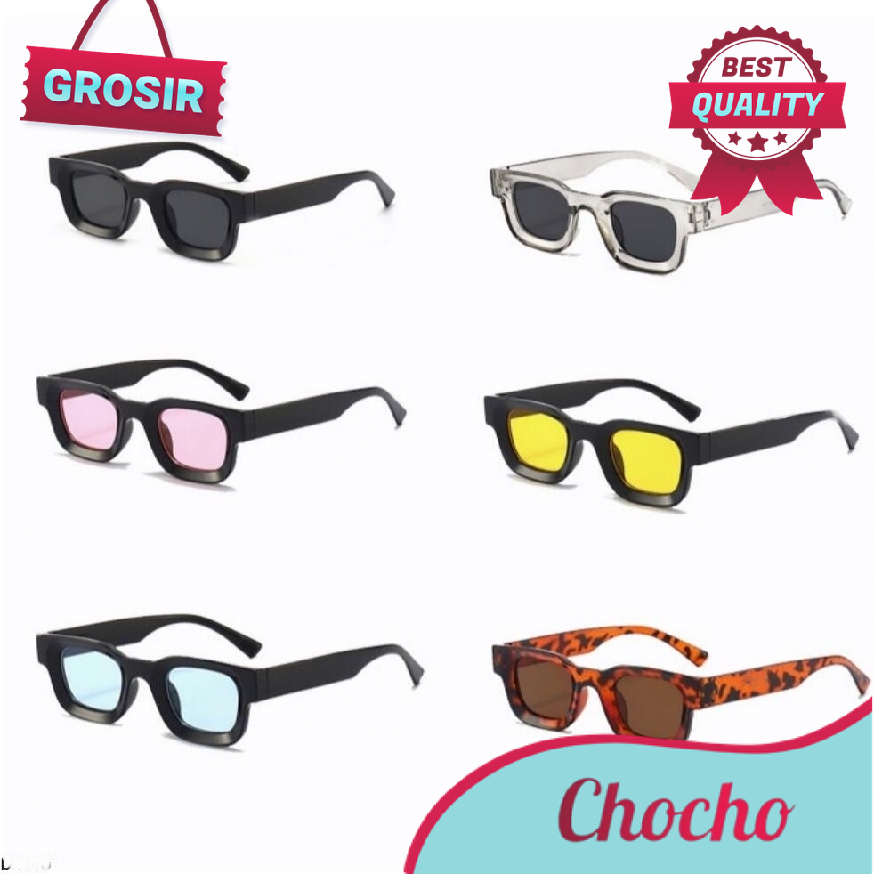ALOY GROSIR PL-WW005 Kacamata Hitam UV400 Bingkai Kecil Persegi Gaya Vintage Pria Wanita PROMO Kacam