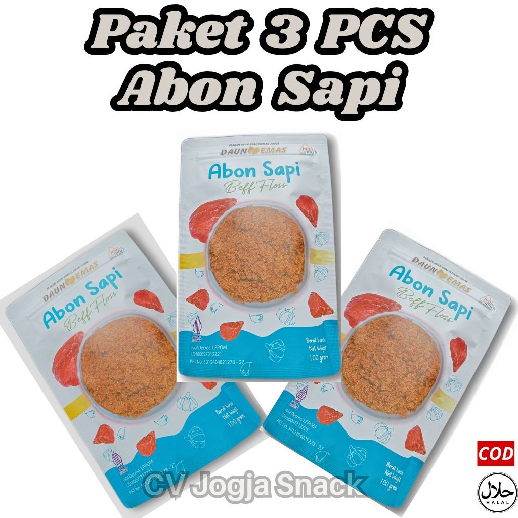 

PAKET 3 PCS ABON SAPI AYAM PREMIUM FLOSS 300 GRM DAUN EMAS MPASI NON MSG PENGAWET LAUK CEMILAN HALAL