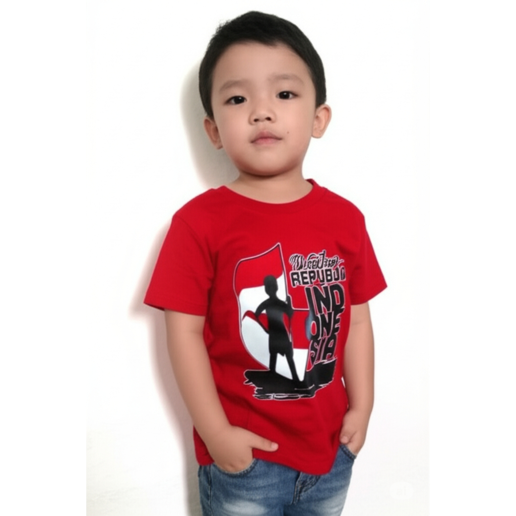 Baju kaos anak kemerdekaan / Kaos Agustus Hut Ri 45 baju kaos anak usia 4-12 tahun