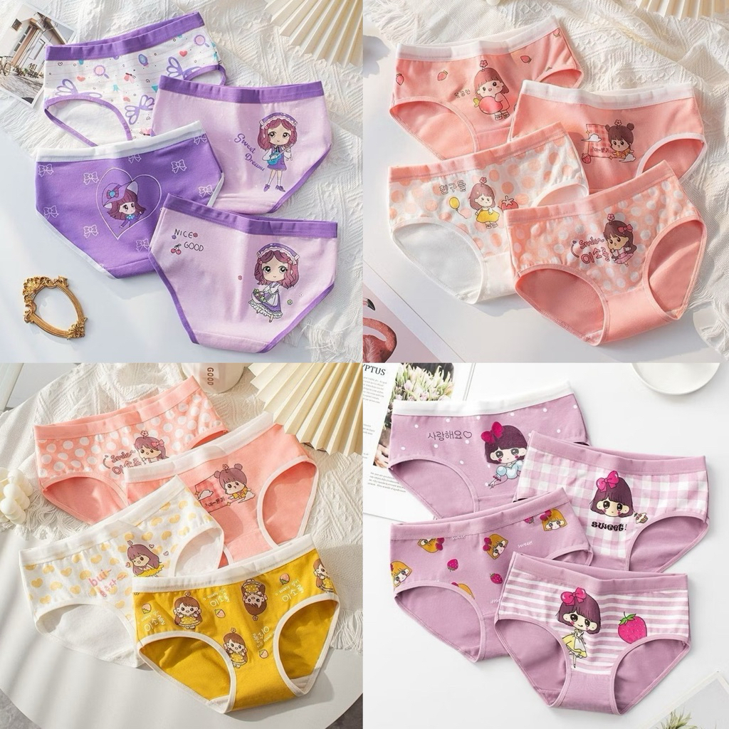 (2-12 TH) 1PC Celana Dalam Segitiga Anak Perempuan CD Anak Cewek Gambar Lucu Kartun