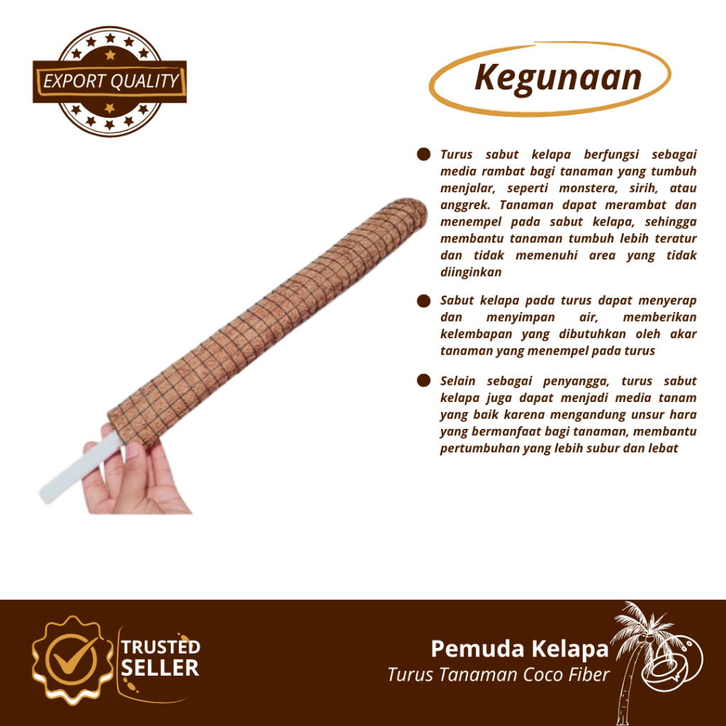 COCOPOLE TURUS TANAMAN MERAMBAT BAHAN SERABUT KELAPA COCOFIBER, MEDIA TANAM ANGGREK, VANILI, DLL