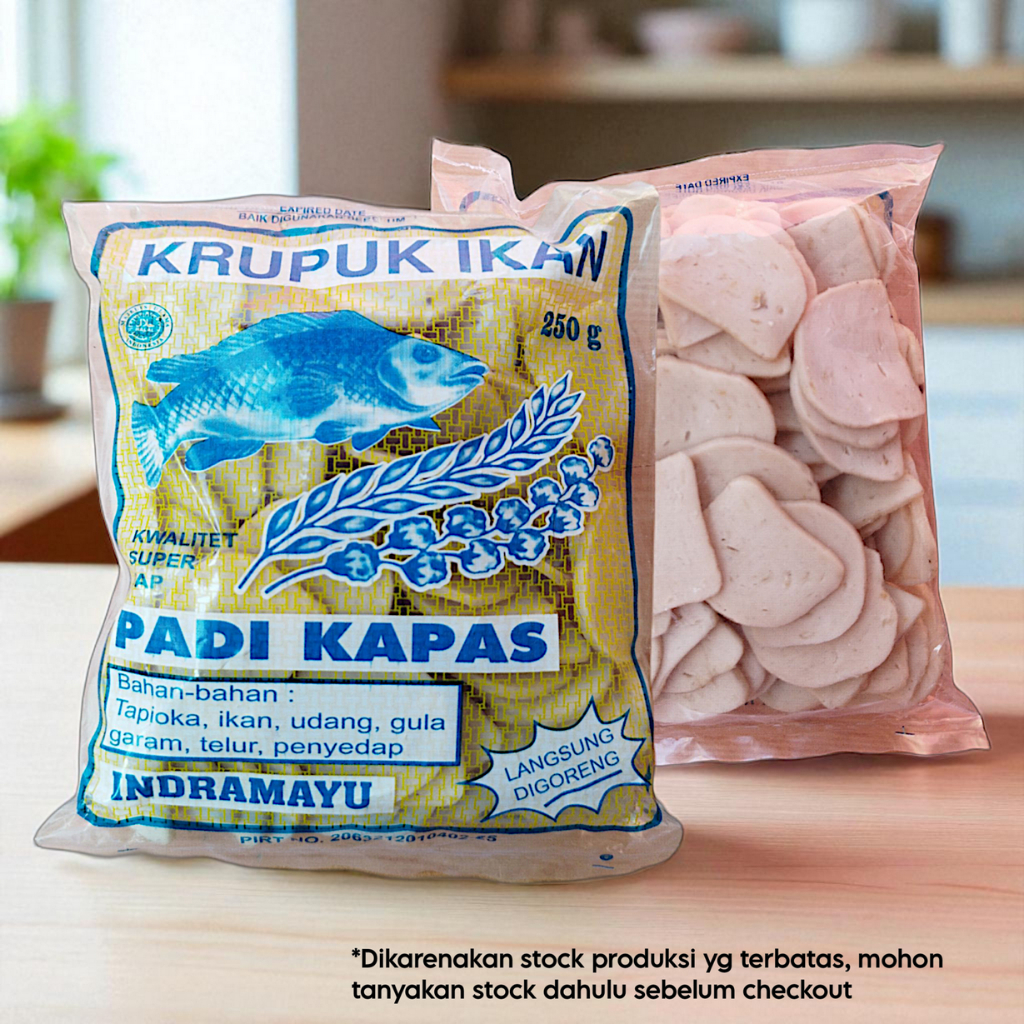 

1Kg Kerupuk Ikan Cap PADI KAPAS Original Khas Indramayu Free Dus+Bubblewrap+Plastik Polymer