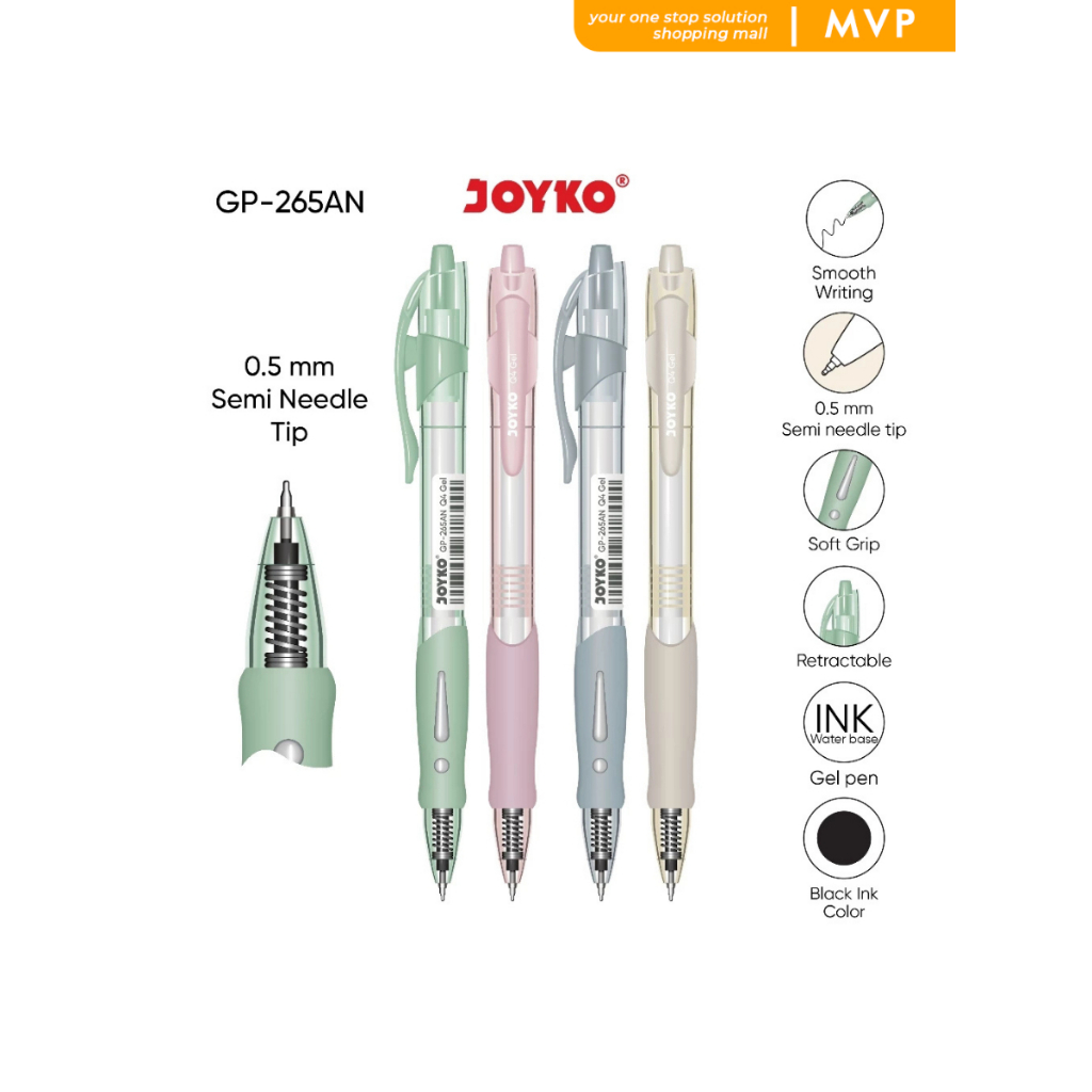 

MVP Gel Pen Pulpen Pena Joyko GP-265AN Q4 Gel Bolpen Mekanik 0.5 mm