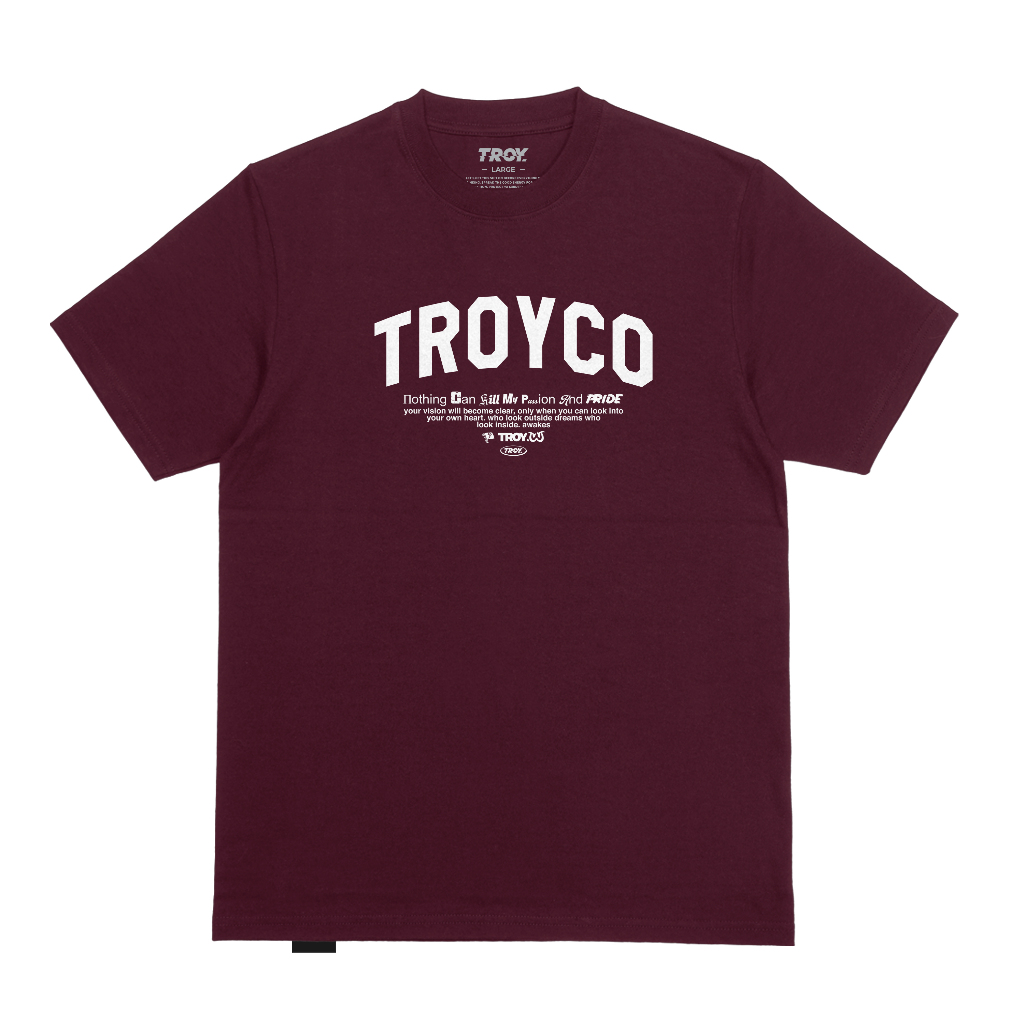Troy Company Tshirt Maroon Type Mix - Kaos Lengan Pendek Kaos Merah Maroon MTD 2815