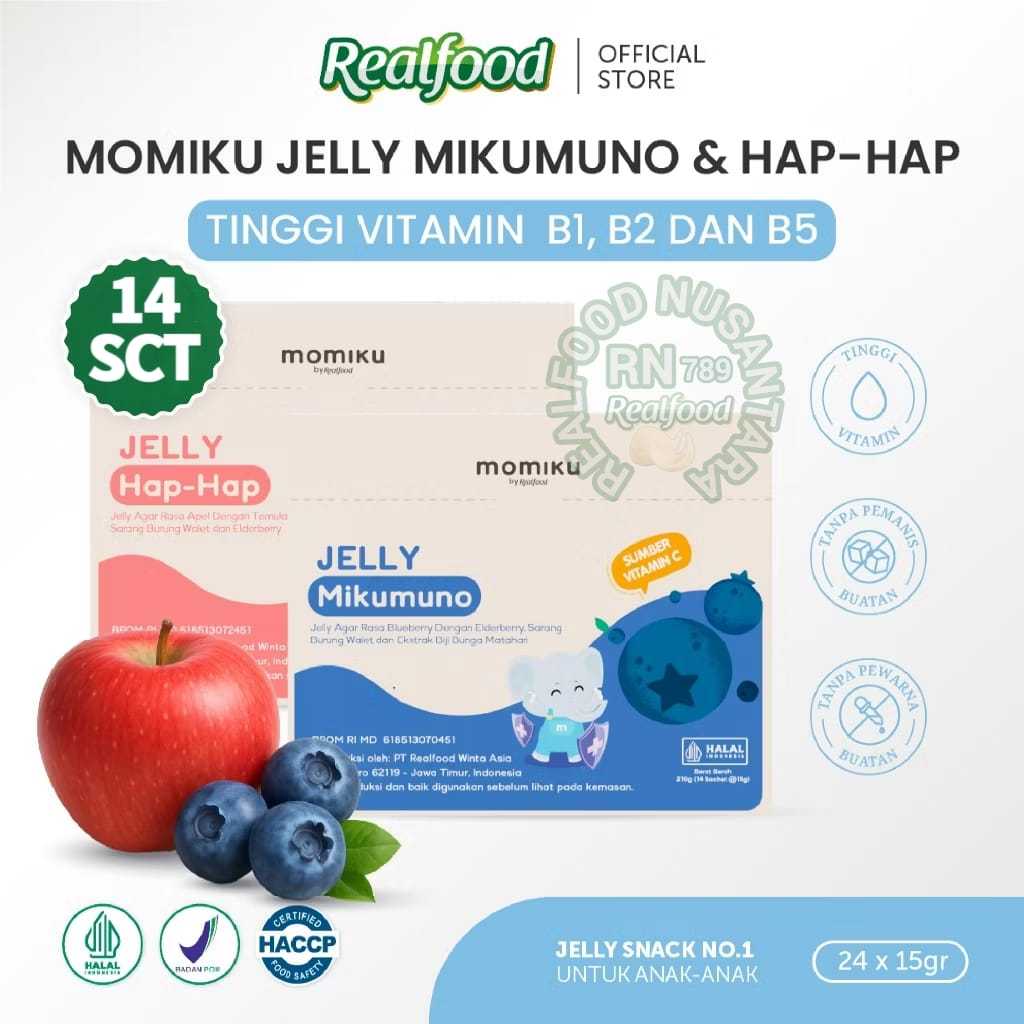 

Realfood Momiku Jelly Hap Hap & Jelly Mikumuno 14 Sct ( Cemilan Sehat Buat Si Kecil Dengan Formulasi Buah Dan Sarang Burung Walet ) RN789