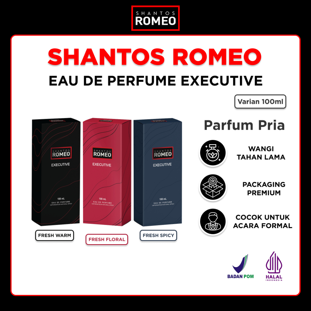 Shantos Romeo EDP Executive All Series (Black, Blue, Magenta) 100ml - Eau de Parfum, Parfum Pria Tah