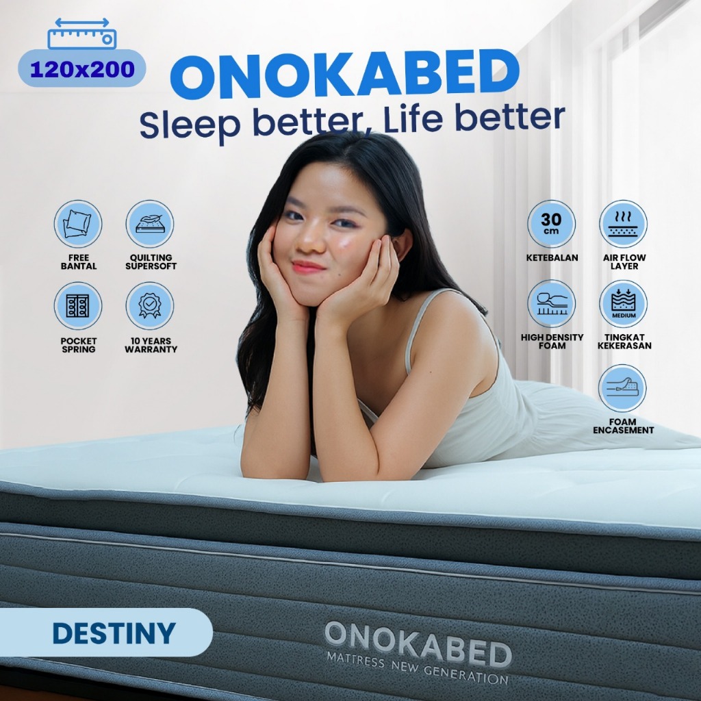 Onokabed DESTINY- Kasur Springbed Pillow top | Ukuran 120x200x30cm