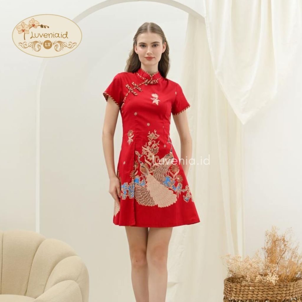 Dress Batik 185 BBB RED / Batik Modern / Dress Batik Wanita / Dress Batik Jumbo / Batik Couple / Bat