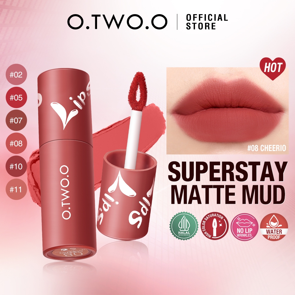 Shopee Live O.TWO.O Velvet Matte Liptint Lip & Cheek Mud Lip Gloss