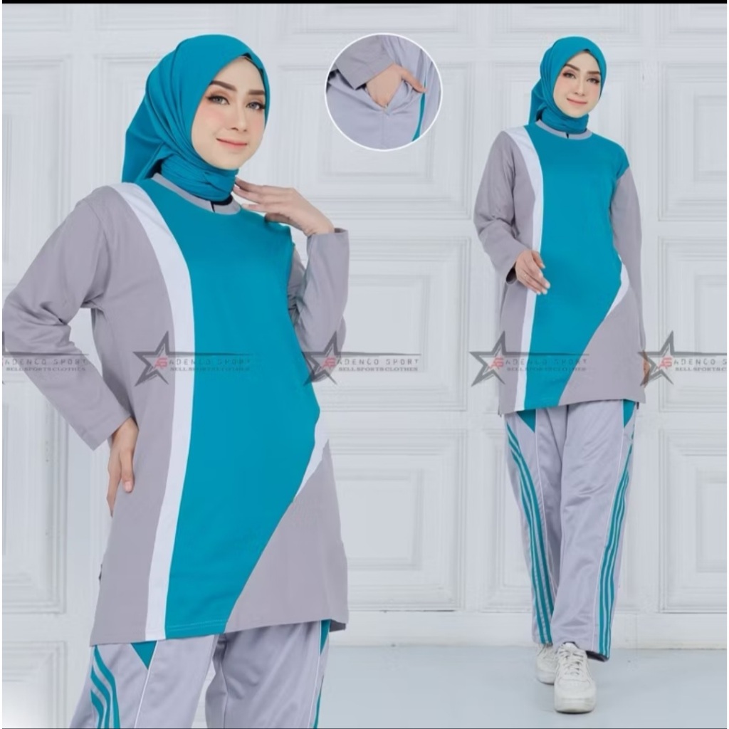 Training-Setelan Tunik olahraga wanita Muslimah bahan premium katun adem/Seragam senam terlaris