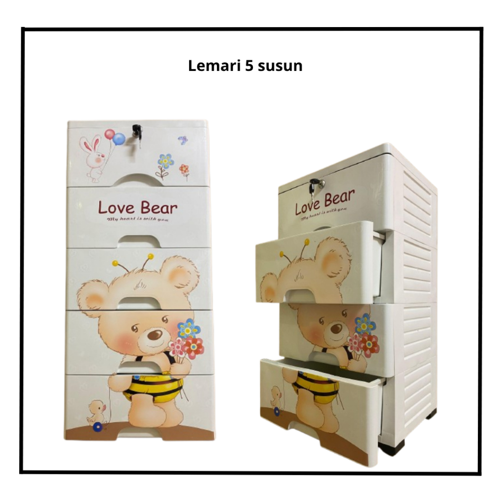 Lemari Baju Karakter Plastik Lemari Baby Kecil Susun 4 / Susun 5 Lemari Pakalian