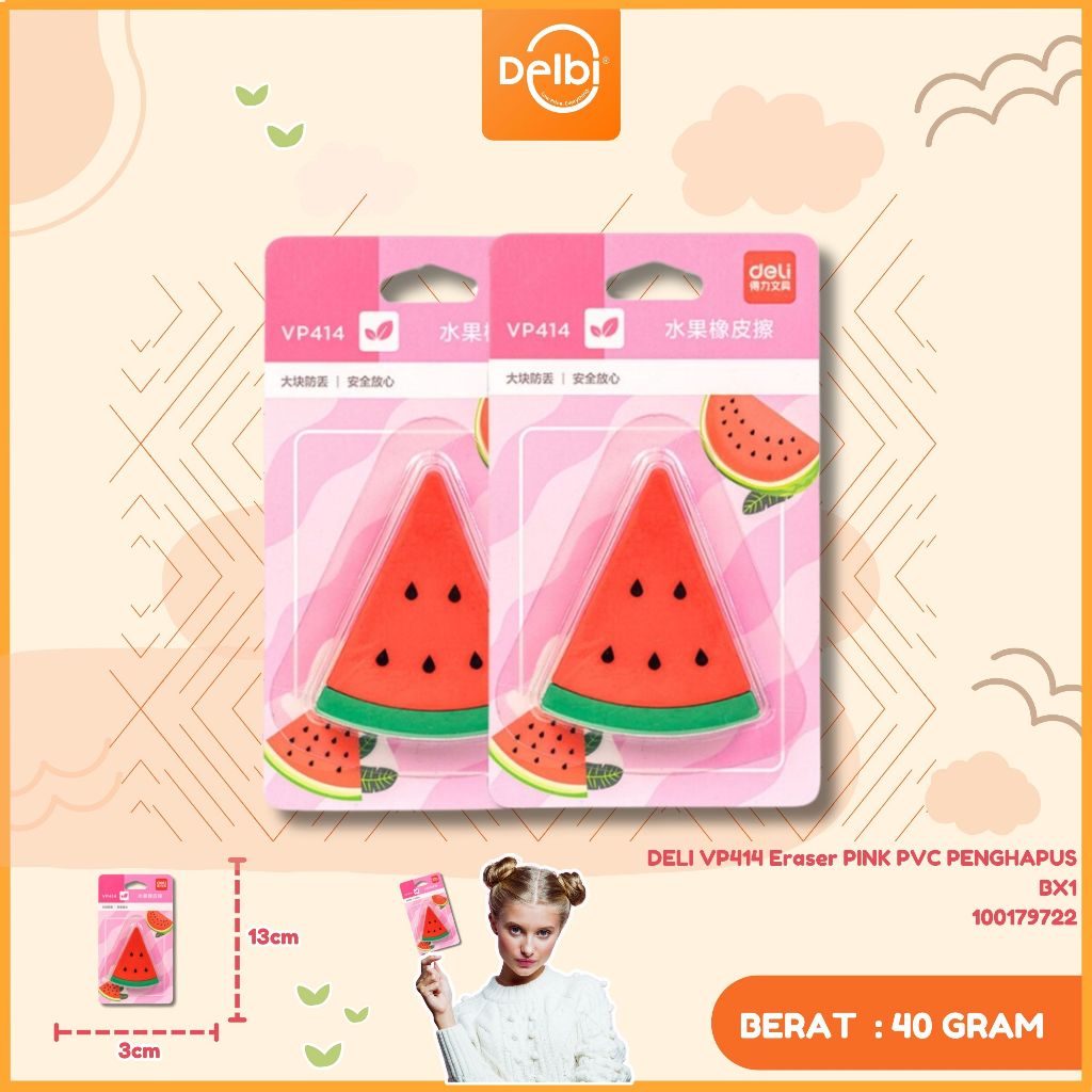 

DELI Penghapus buah semangka VP414 VP414 Eraser PINK PVC