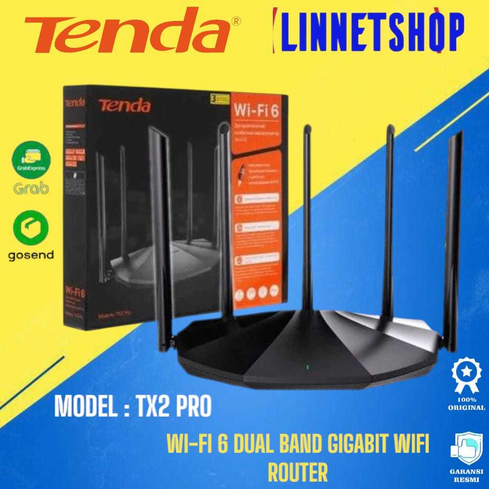 Tenda TX2 Pro - Router Wi-Fi 6 Dual-Band Gigabit Hitam