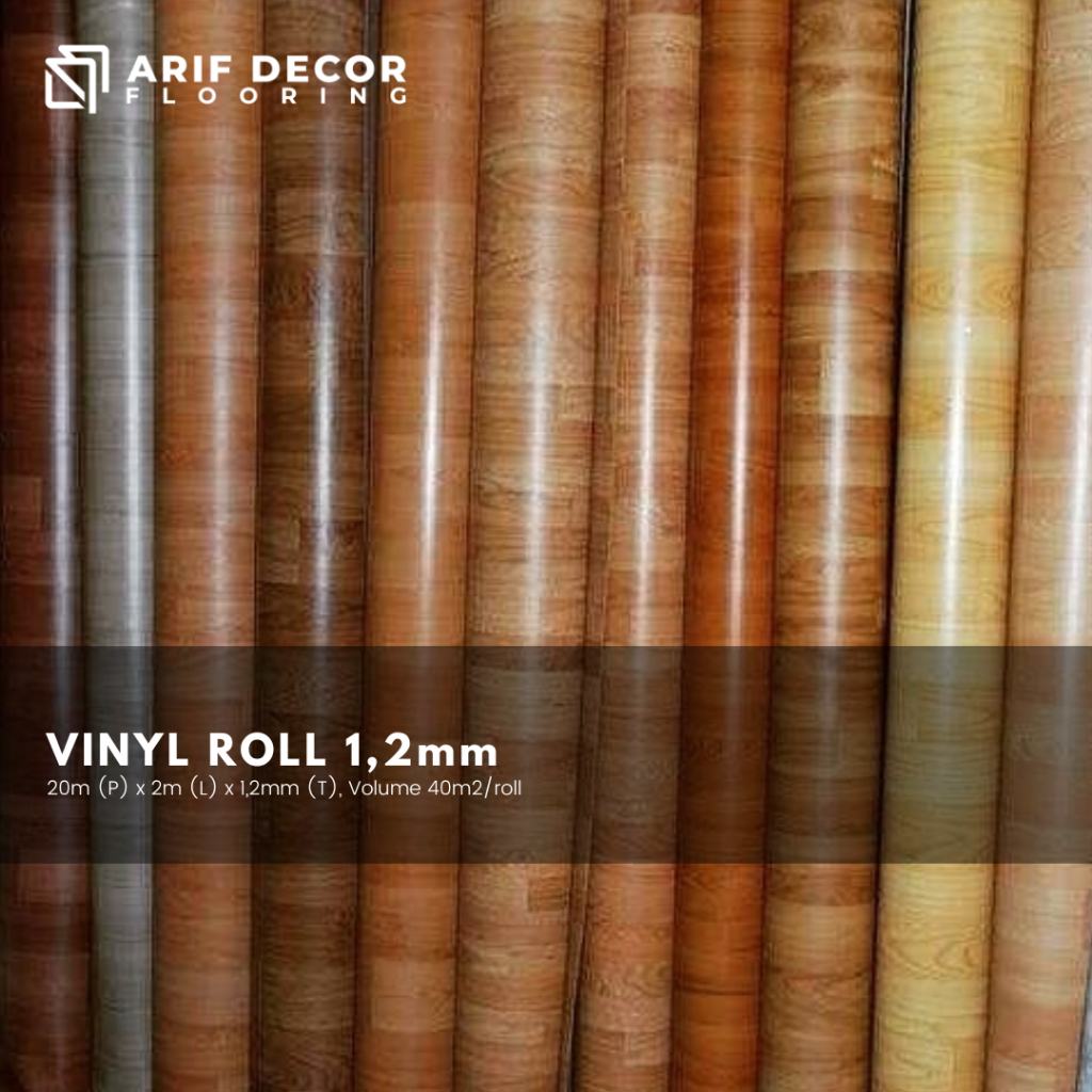 Karpet Lantai Vinyl Roll Tebal 1,2mm Motif Wood / Kayu - Vinyl Korea