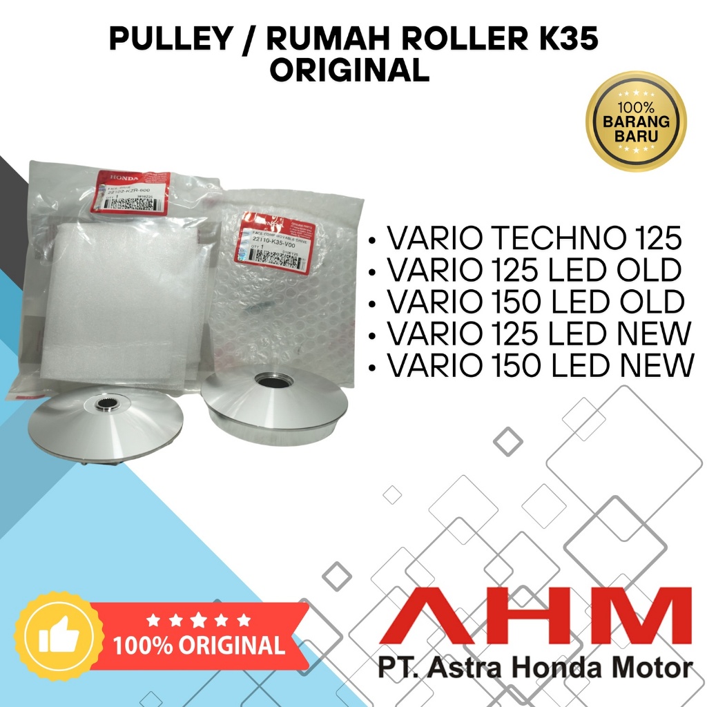 Pulley SET/ Rumah Roller Bubut Custom K35 AHM Original Vario 125/150 Old/New 13.8 14 14.2 14.5