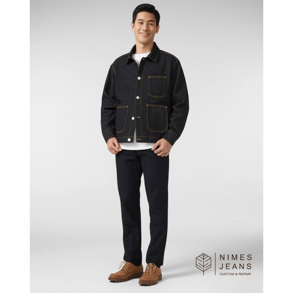 Nimes Jeans - Jacket Denim Jeans Long Sleeve 13oz | Jaket Denim Jeans Pria 13oz Raw Denim