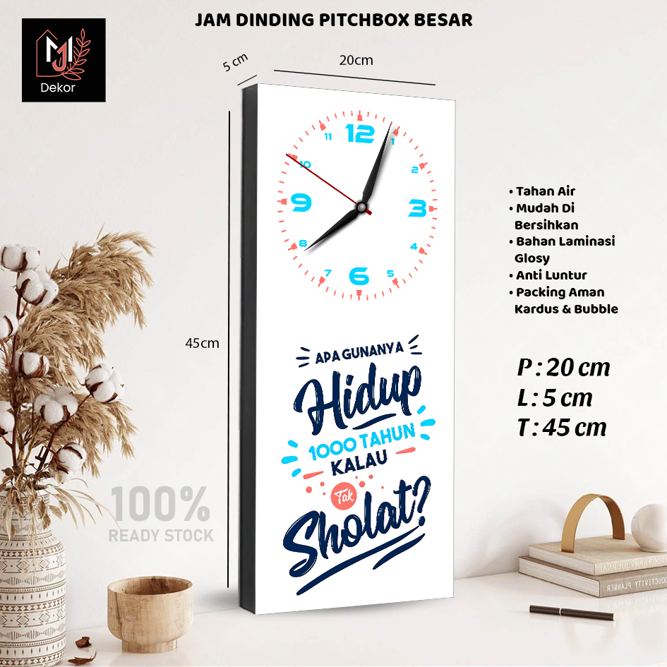 Jam Dinding Pitchbox Besar Quotes Sholat Hiasan Dinding