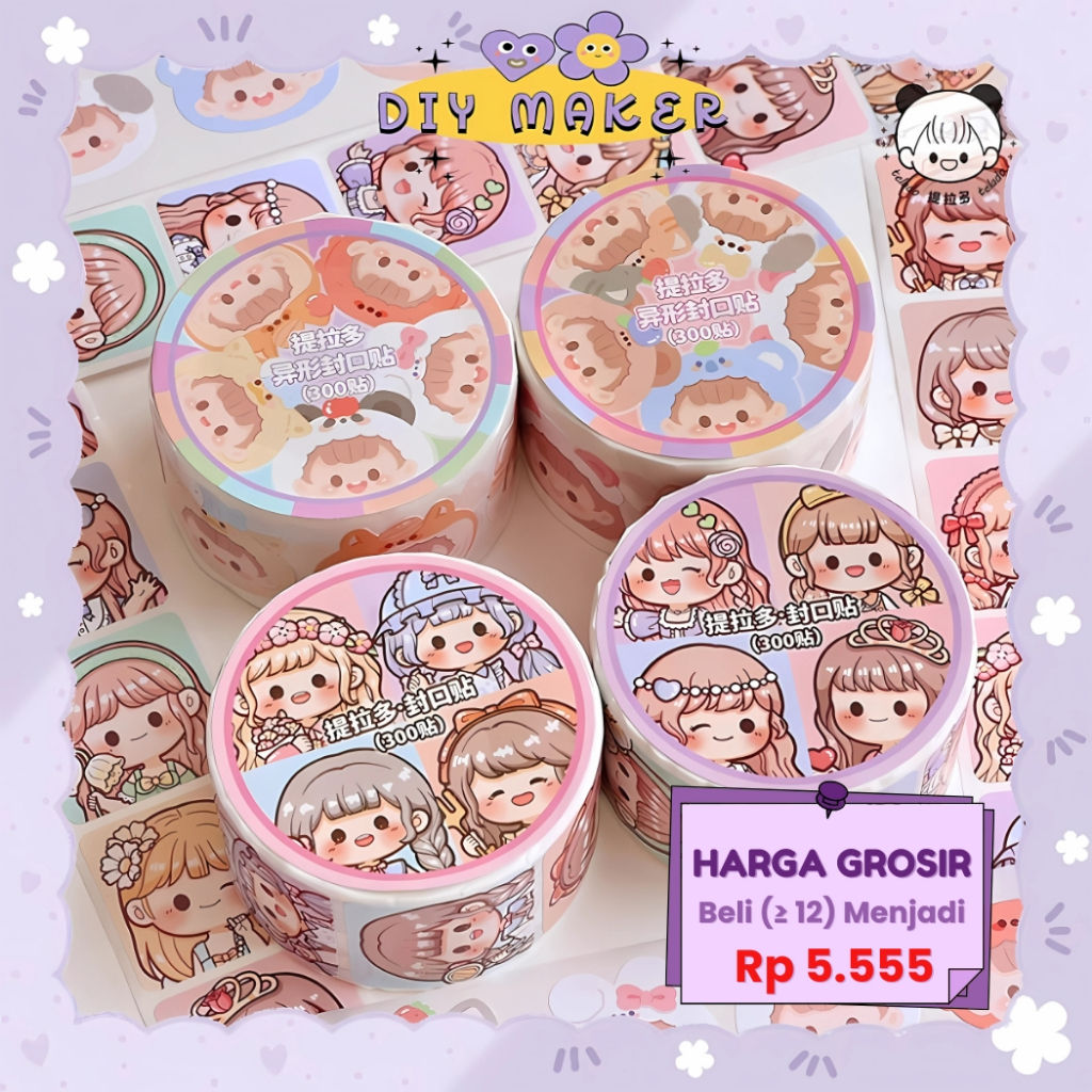 

DM 300 pcs Stiker Roll Label Lucu Cantik Dekorasi Dinding Dekorasi Case Dekor DIY Dodogirl TLD138
