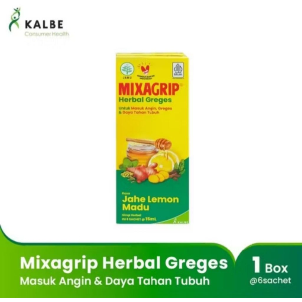 

Mixagrip Herbal Greges 1box Isi 6sachet