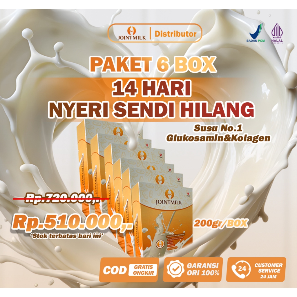 

JOINTMILK 6 BOX - Susu mengatasi sel tulang rawan dan Nyeri Sendi No.1 glukosamin&kolagen