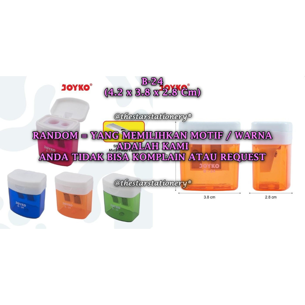 

(1 Biji) GROSIR Rautan Tabung JOYKO B-24 / Sharpener Rautan Serutan Joyko B-24 RANDOM (1 Biji)