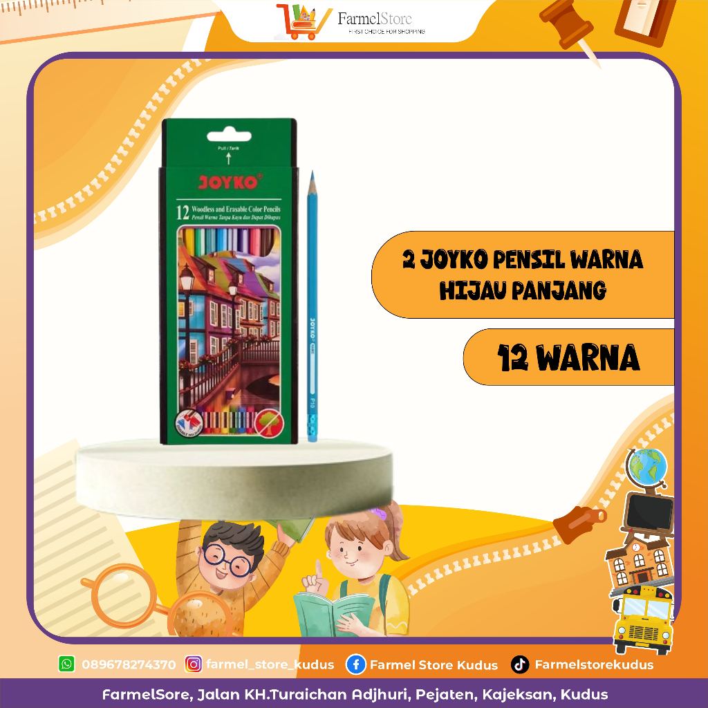 

Joyko Pensil Warna Hijau Panjang (12 Warna)