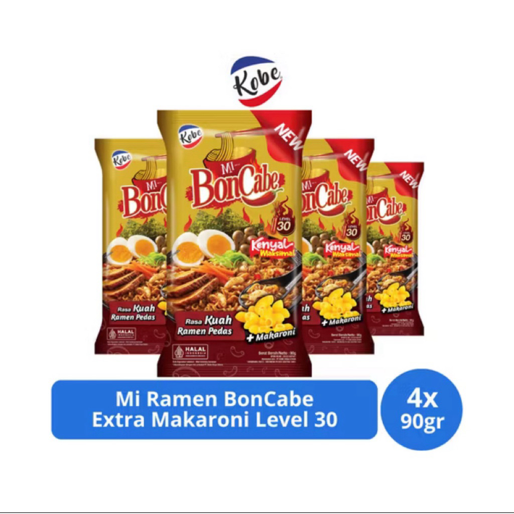 

Mi Ramen BonCabe Level 30 Extra Makaroni 4x90gr – Ramen Pedas Ekstra Mantap