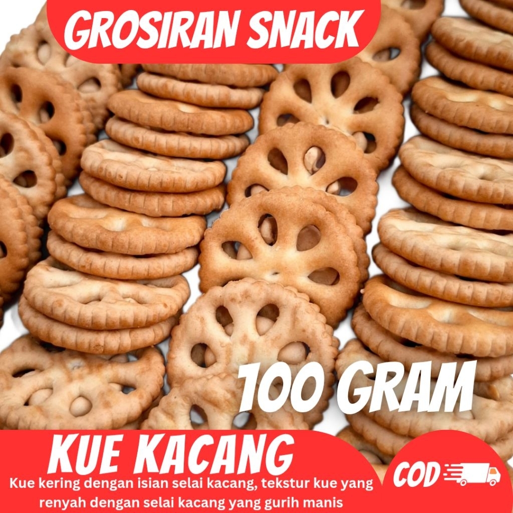 

100 GRAM Kue Kacang / Kue Kacang Manis / Kue Kacang Renyah / Kue isian Selai Kacang