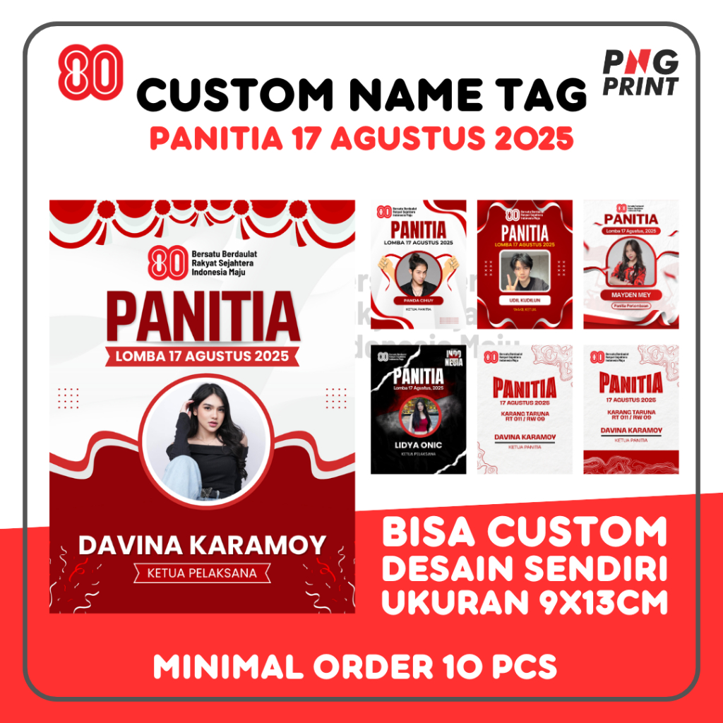 

[PRINT] Nametag saja 17 Agustus 2025 - Panitia 17 Agustus Karang Taruna HUT RI 80