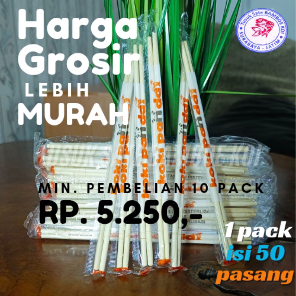 [Isi 50 pasang] SUMPIT BAMBU IMPORT KOKI PANDA Ekonomis
