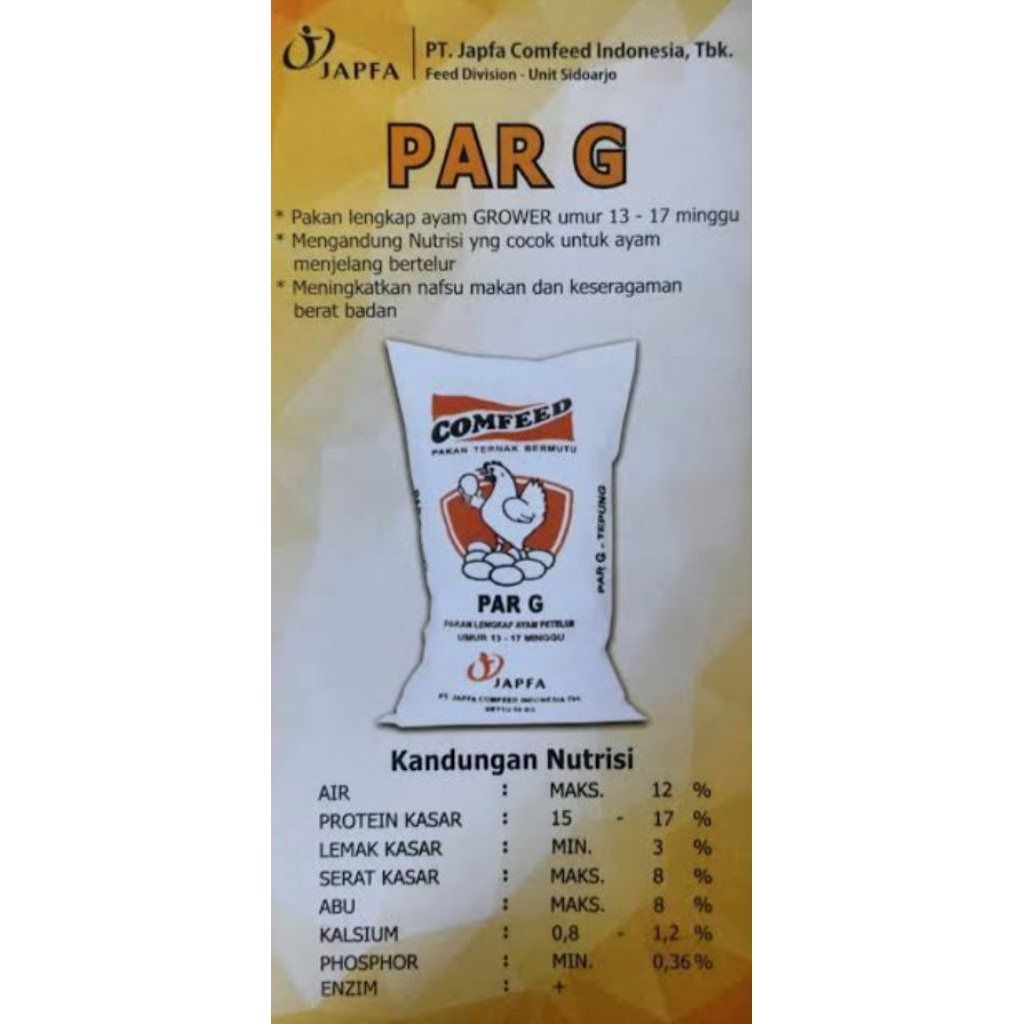 pakan lengkap ayam petelur fase GROWER PAR G comfeed