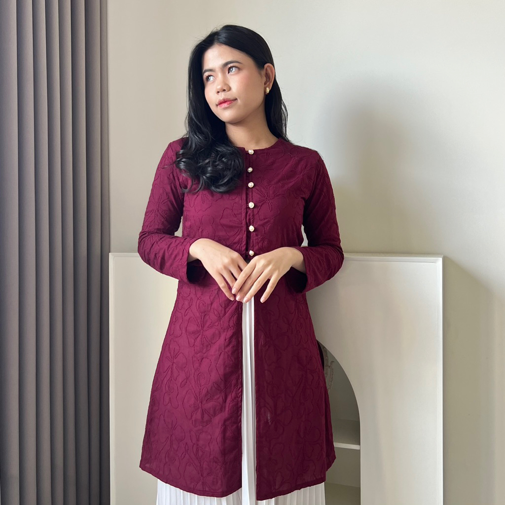 Hoolaqueen - Camari Tunic - Tunik Satin Armany - Tunik Kondangan - Outfit Braidsmaid - Blouse Satin