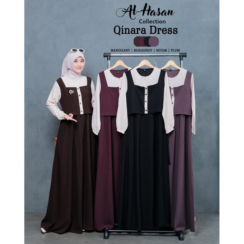 QINARA Gamis Bahan Sabrina ORI by Al-Hasan/ Qinara Dress Al-Hasan Collection/ Gamis Qinara Dress by 