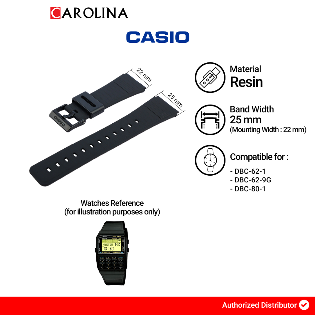 Tali Strap CASIO DBC-62 / DBC-80 25mm Black Resin 70378364