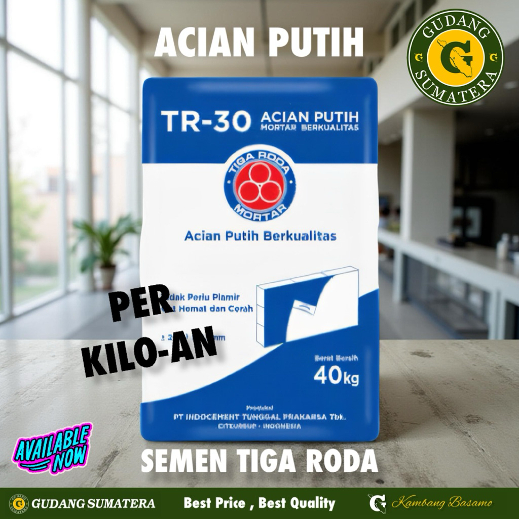 Semen Acian Tiga Roda TR 30 kiloan / Semen Putih Tiga Roda