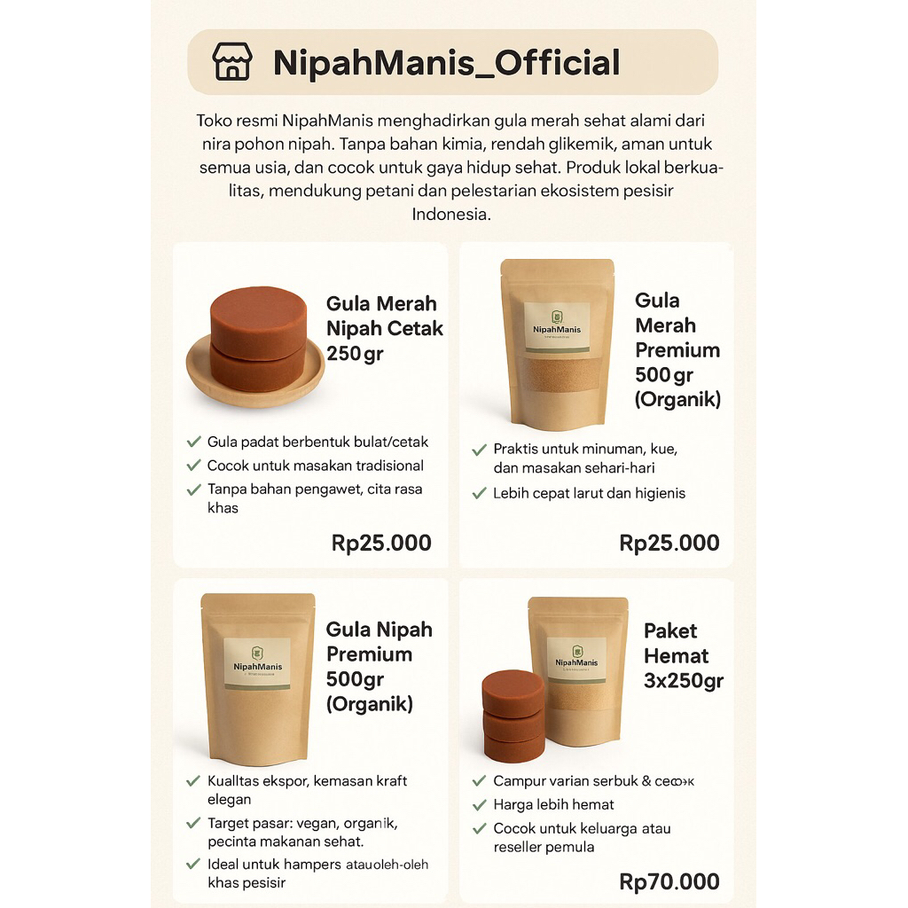 

Gula Merah Nipah Asli – Sehat Alami | NipahManis 250gr & 500gr