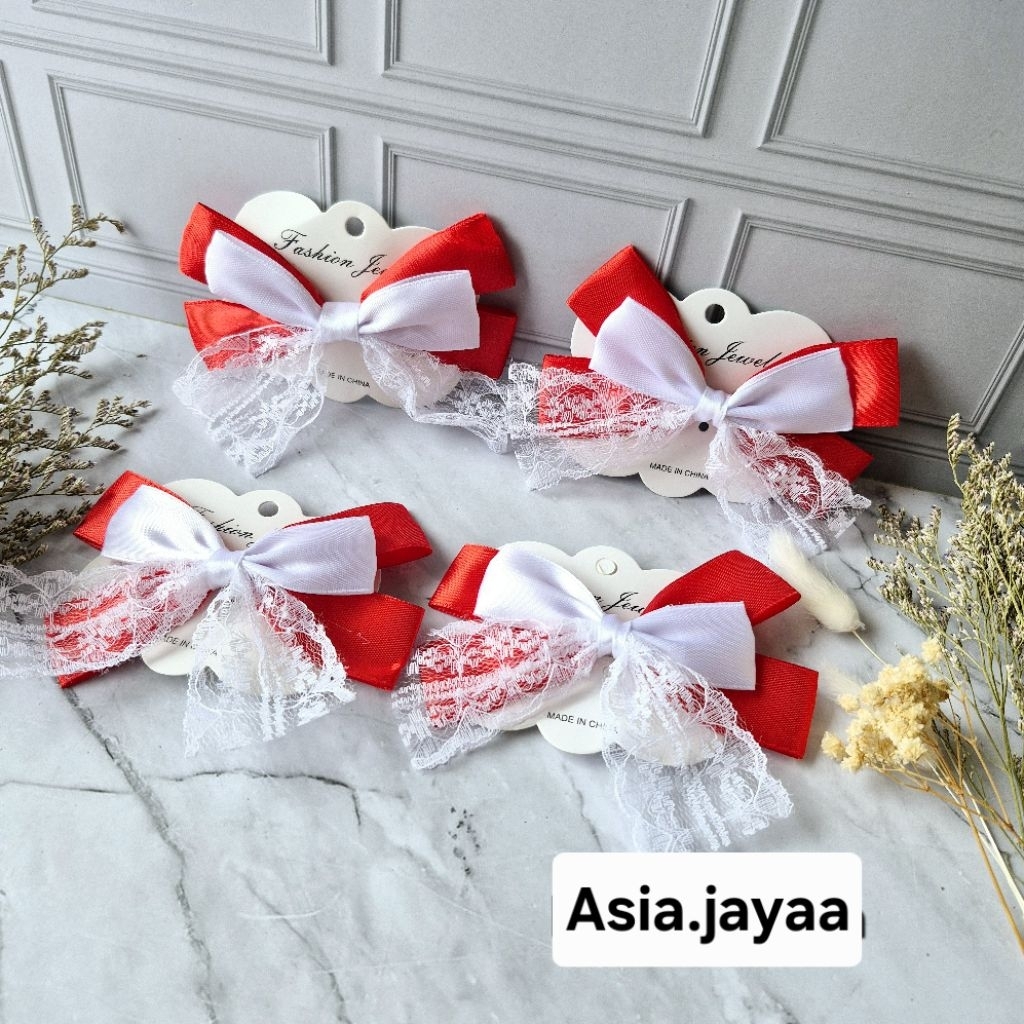 Pita rambut merah putih 1pcs / pita rambut anak merah putih