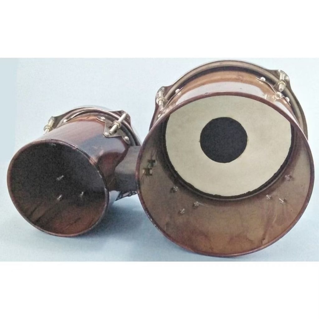 Kendang Gendang Ketipung Plat Tabla Dangdut Koplo Set 2pcs Tak Dut Motif Kayu Coklat