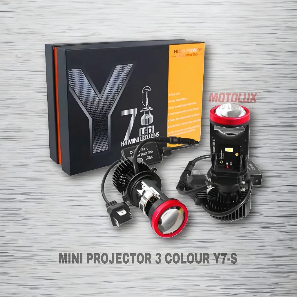 LAMPU LED MOBIL MOTOR H4 MINI PROJECTOR PROJIE Y7S 3 WARNA