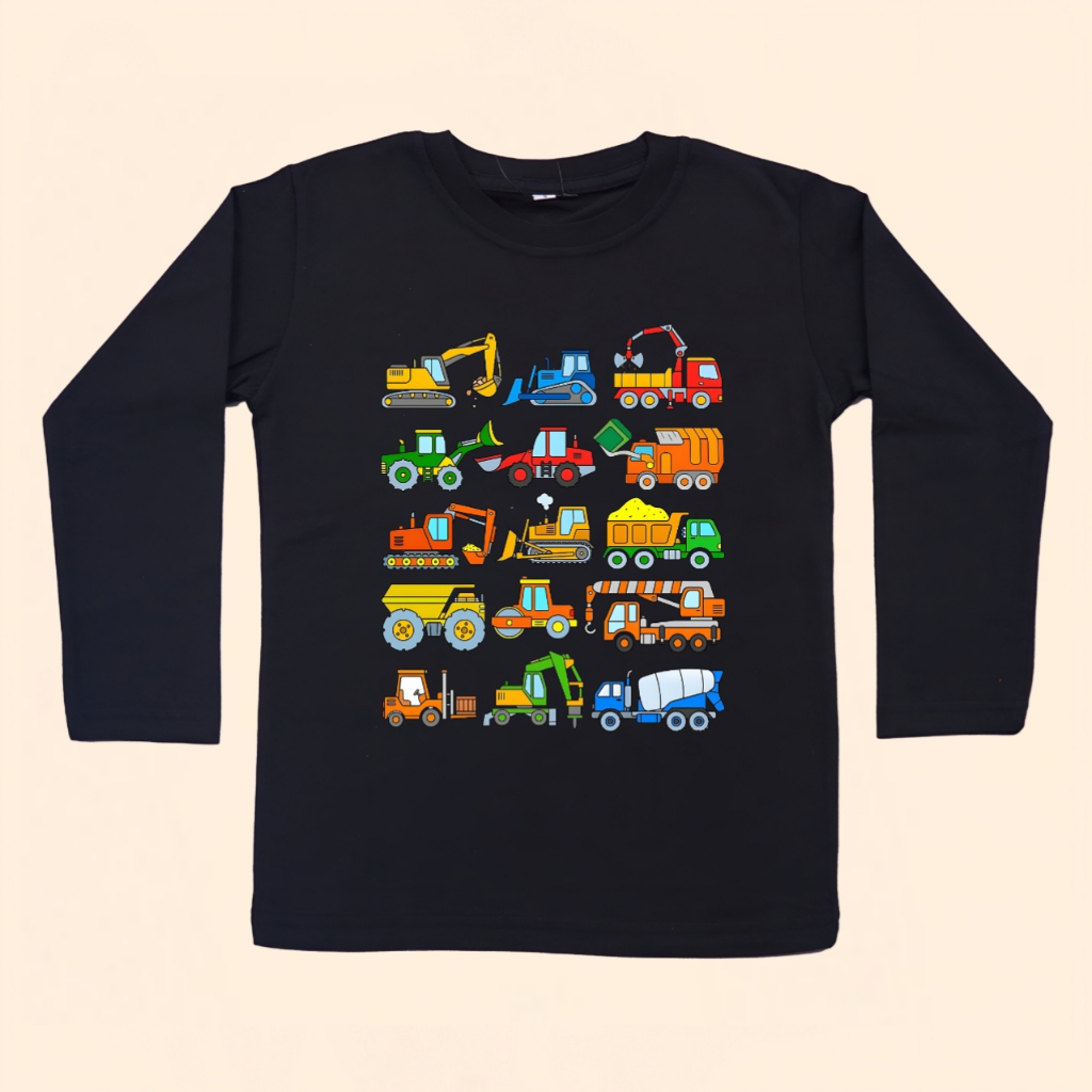 Baju kaos anak excavator lengan panjang free custom nama