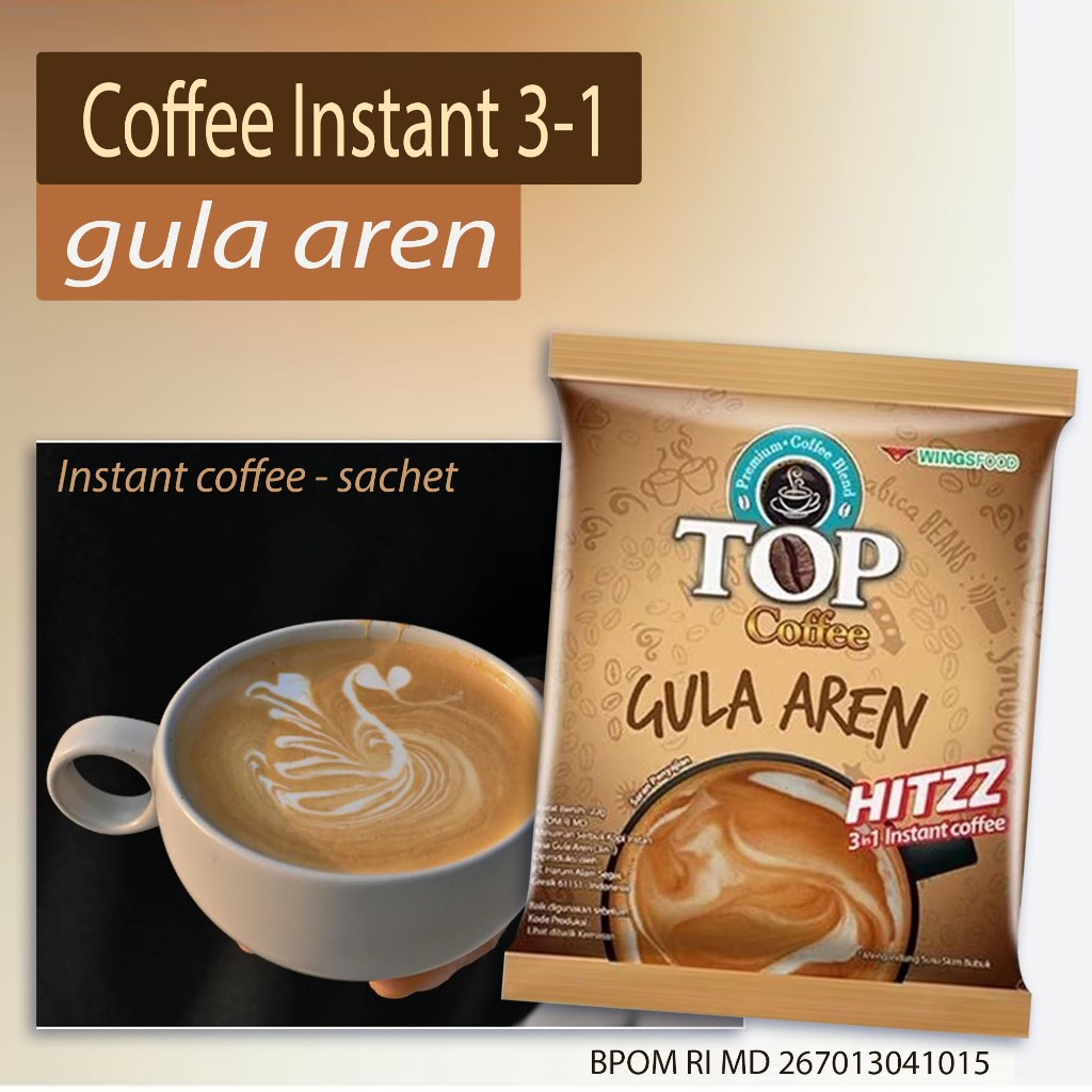 

Kopi instant 3-1 Best seller Kopi instant manis gula aren campuran susu krimer membuat setiap Sruputan kopi panasnya menciptakan nikmat Rasa juga aroma harum yang Gurih Top coffee instant 3-1 gula aren 22g