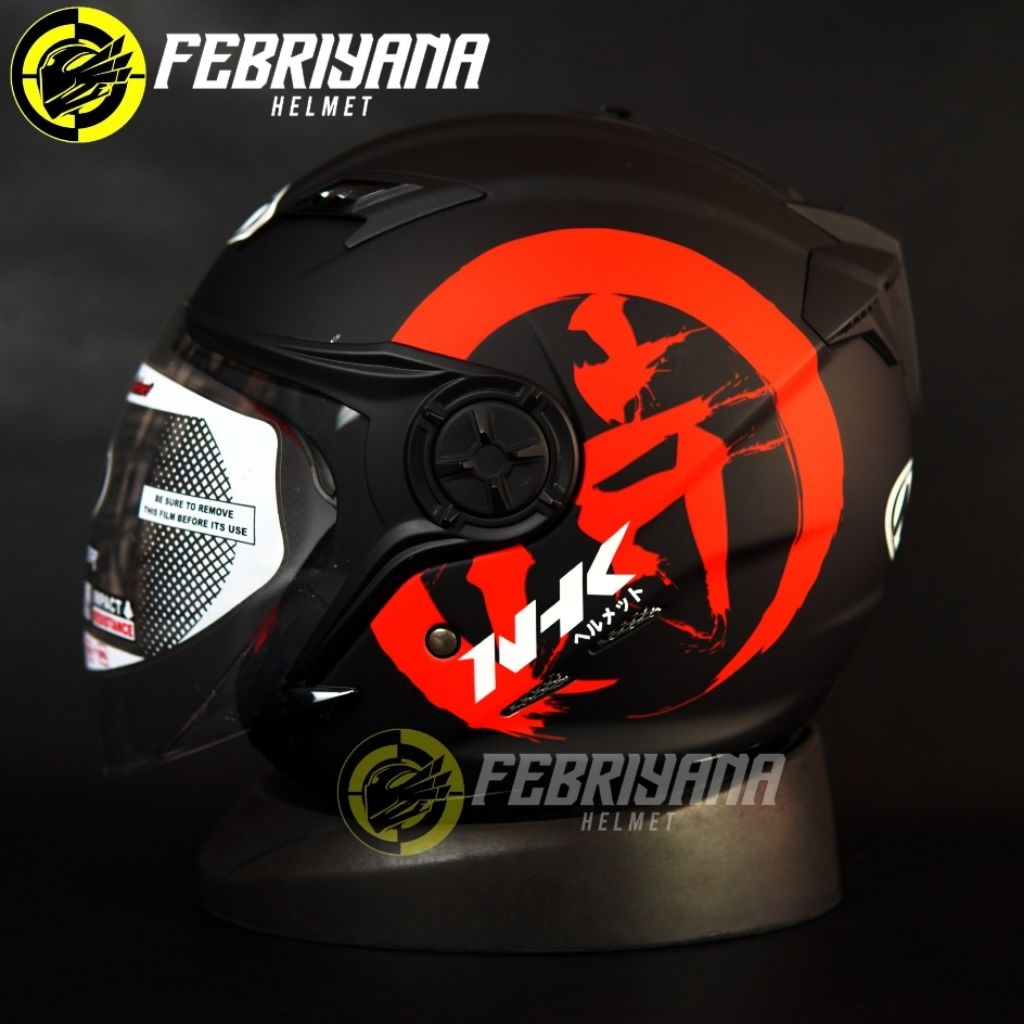 HELM NHK GLADIATOR KANJI BLACK DOFF DOUBLE VISOR
