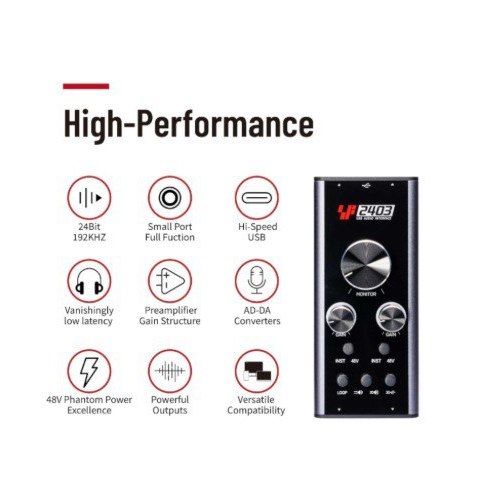 Mini Audio Interface Sound Card Simplefly SF2403 Portable 24bit 192khz